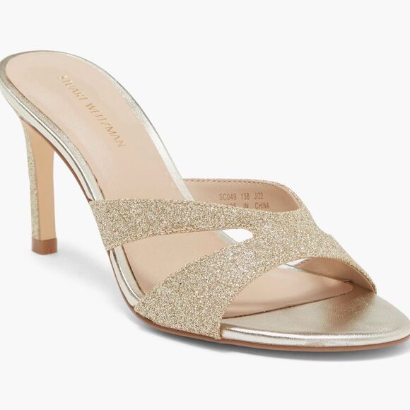Stuart weitzman mariposa gold glitter sandals  Size 8 New with box - Picture 3 of 8